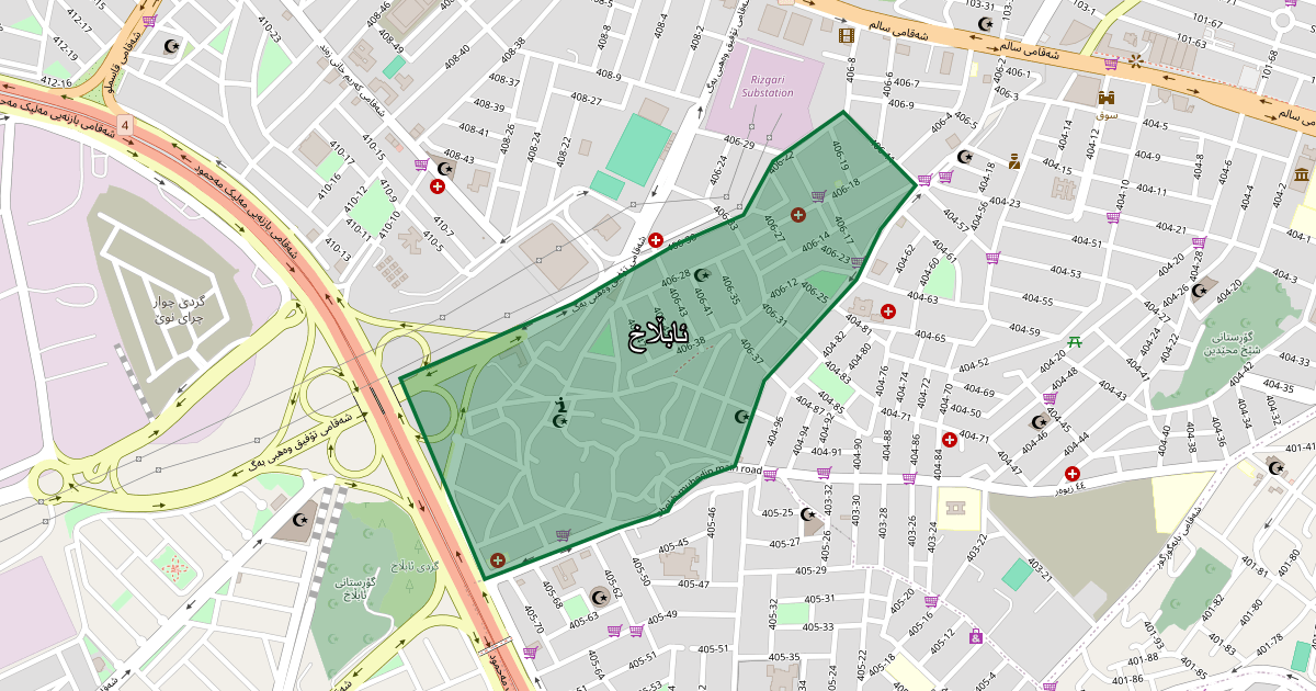Map of Ablax neighborhood in Sulaymaniyah (ئابڵاخ)