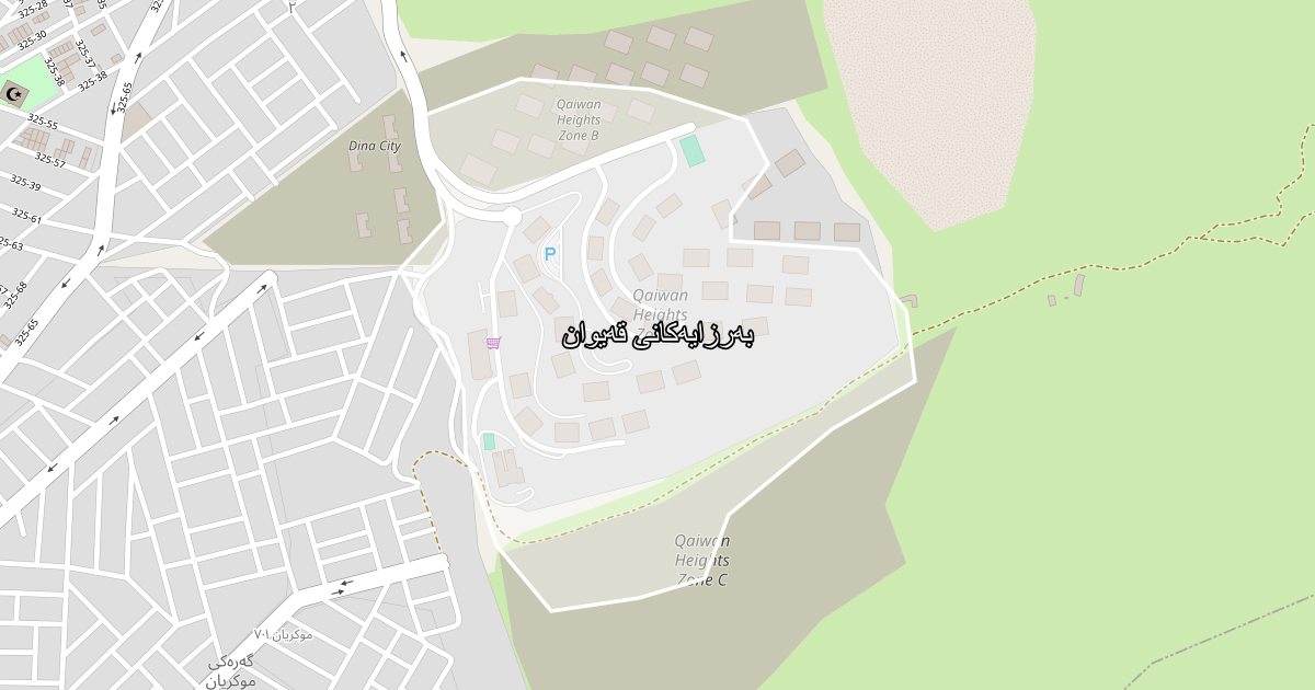 Map of Barzaiakani Qaiwan neighborhood in Sulaymaniyah (بەرزایەکانی قەیوان)