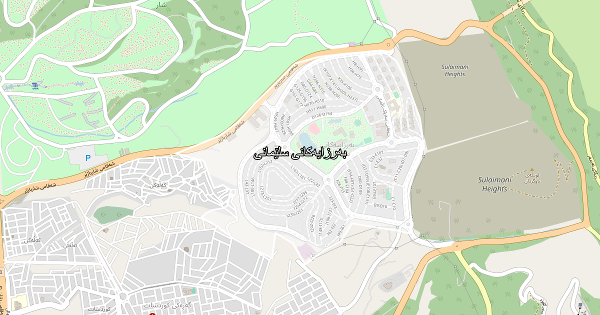 Map of Barzaiakani Slemani neighborhood in Sulaymaniyah (بەرزایەکانی سلێمانی)