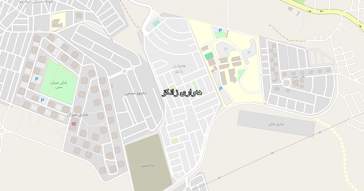 Map of Hawari Zanko neighborhood in Sulaymaniyah (هەواری زانکۆ)