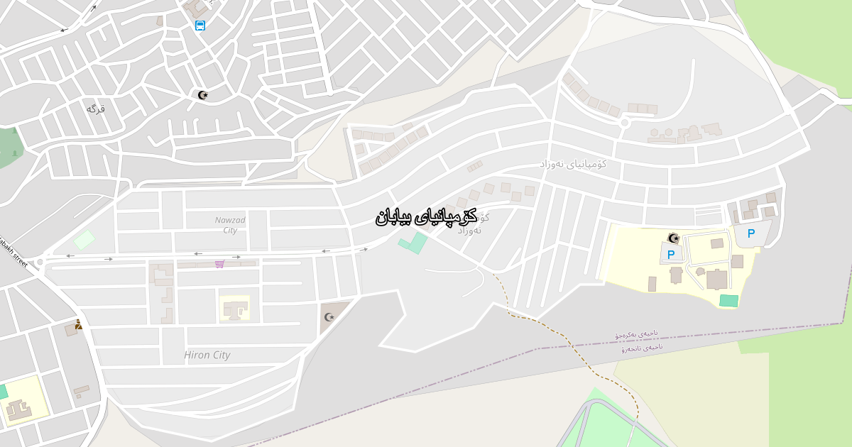 Map of Kompaniai Biaban neighborhood in Sulaymaniyah (کۆمپانیای بیابان)