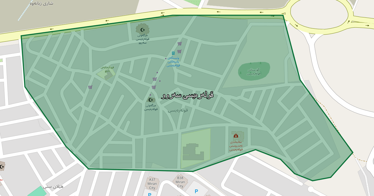 Map of Qwlaraisi Saru neighborhood in Sulaymaniyah (قولەرەیسی سەروو)