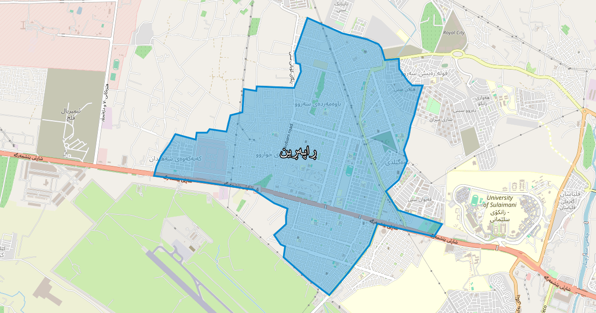 Map of Raparin neighborhood in Sulaymaniyah (ڕاپەڕین)