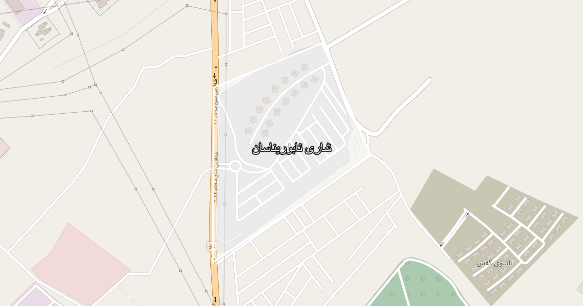 Map of Shari Abwrinasan neighborhood in Sulaymaniyah (شاری ئابوریناسان)
