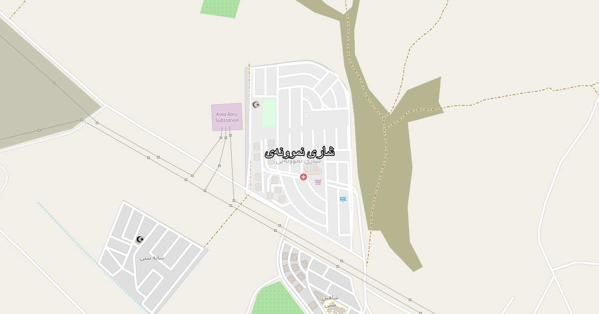 Map of Shari Nmunai neighborhood in Sulaymaniyah (شاری نموونەی)